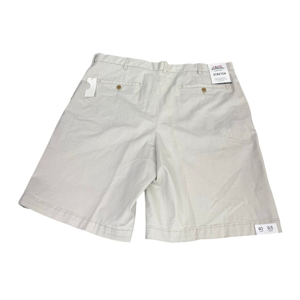 IZOD Saltwater Flat Front Shorts Size 40 Khaki NEW Stretch 9.5 Inseam Tan